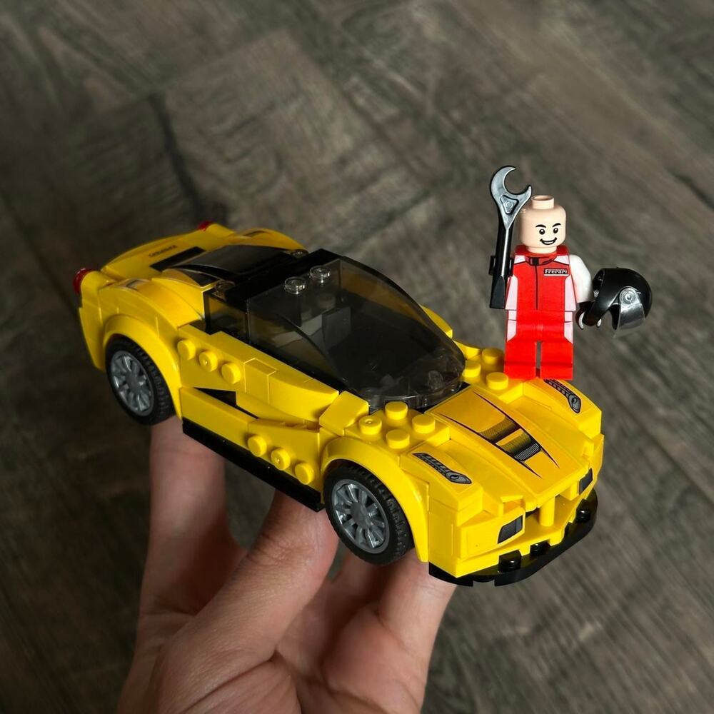 Japanese Yellow Brick Ferrari Race Car Driver Mini Figure Sembo Set
